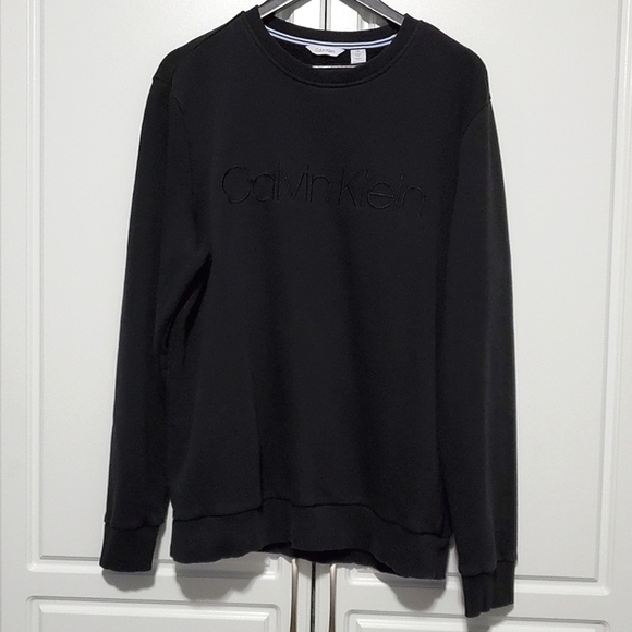 Calvin Klein Mens Black Pull Over Sweatshirt Soft Fleece Lining Embroidered Logo - Picture 10 of 10